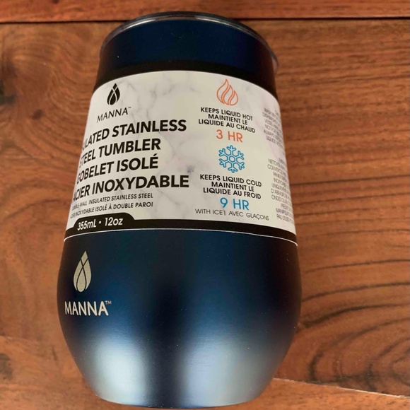 Manna Stainless Steel Wine Tumbler - Metallic Blue - 12 oz -NWT - Picture 5 of 8